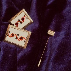 Ukrainian cufflinks or set of lapel pins (patented), and gold toned tie tac